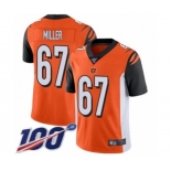 Youth Cincinnati Bengals #67 John Miller Orange Alternate Vapor Untouchable Limited Player 100th Season Football Jersey