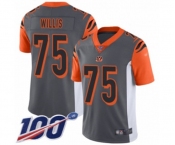 Youth Cincinnati Bengals #75 Jordan Willis Limited Silver Inverted Legend 100th Season Football Jersey