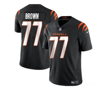 Youth Cincinnati Bengals #77 Trent Brown Black Vapor Untouchable Limited Stitched Jersey