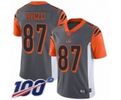 Youth Cincinnati Bengals #87 C.J. Uzomah Limited Silver Inverted Legend 100th Season Football Jersey