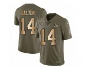 Youth Nike Cincinnati Bengals #14 Andy Dalton Limited Olive Gold 2017 Salute to Service NFL Jersey