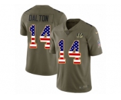 Youth Nike Cincinnati Bengals #14 Andy Dalton Limited Olive USA Flag 2017 Salute to Service NFL Jersey