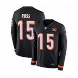 Youth Nike Cincinnati Bengals #15 John Ross Limited Black Therma Long Sleeve NFL Jersey