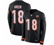 Youth Nike Cincinnati Bengals #18 A.J. Green Limited Black Therma Long Sleeve NFL Jersey