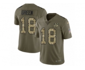 Youth Nike Cincinnati Bengals #18 A.J. Green Limited Olive Camo 2017 Salute to Service NFL Jersey