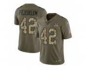 Youth Nike Cincinnati Bengals #42 Clayton Fejedelem Limited Olive Camo 2017 Salute to Service NFL Jersey