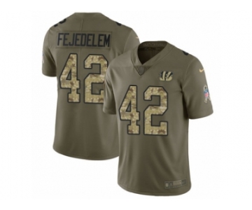 Youth Nike Cincinnati Bengals #42 Clayton Fejedelem Limited Olive Camo 2017 Salute to Service NFL Jersey