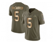 Youth Nike Cincinnati Bengals #5 AJ McCarron Limited Olive Gold 2017 Salute to Service NFL Jersey