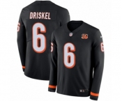 Youth Nike Cincinnati Bengals #6 Jeff Driskel Limited Black Therma Long Sleeve NFL Jersey