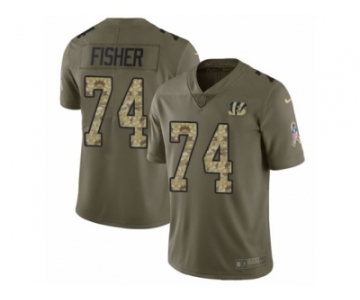 Youth Nike Cincinnati Bengals #74 Jake Fisher Limited Olive Camo 2017 Salute to Service NFL Jersey