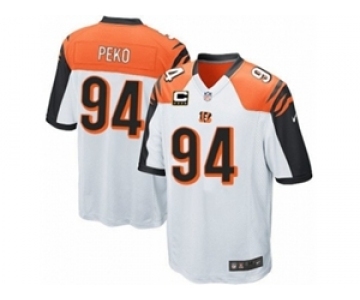 Youth Nike Cincinnati Bengals #94 Domata Peko White C Patch NFL Jersey