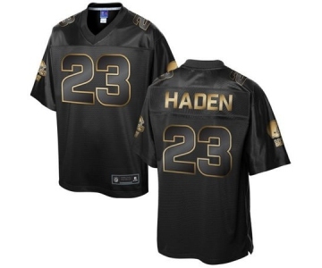 nike nfl jerseys cleveland browns #23 joe haden black gold collection[game]