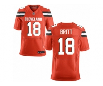 Men's Nike Cleveland Browns #18 Kenny Britt Elite Orange Alternate NFL Jersey