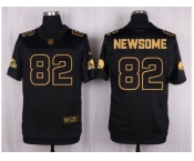 Nike Cleveland Browns #82 Ozzie Newsome Black Pro Line Gold Collection Jersey[Elite]