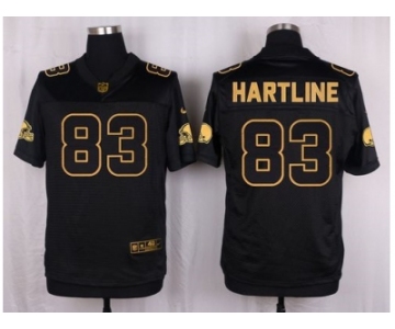 Nike Cleveland Browns #83 Brian Hartline Black Pro Line Gold Collection Jersey[Elite]