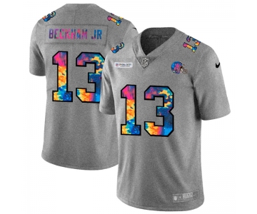 Cleveland Browns #13 Odell Beckham Jr. Men's Nike Multi-Color 2020 NFL Crucial Catch NFL Jersey Greyheather