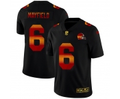 Cleveland Browns #6 Baker Mayfield Men's Black Nike Red Orange Stripe Vapor Limited NFL Jersey