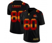 Cleveland Browns #80 Jarvis Landry Men's Black Nike Red Orange Stripe Vapor Limited NFL Jersey