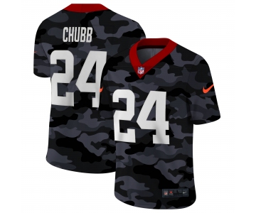 Men New Nike Cleveland Browns #24 Chubb  2020 Nike Camo Salute to Service Limited Jersey