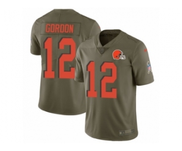 Men Nike Cleveland Browns #12 Josh Gordon Limited Olive 2017 Salute to Service NFL Jersey