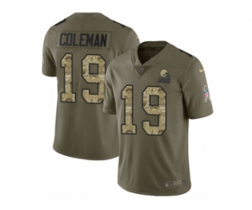 Men Nike Cleveland Browns #19 Corey Coleman Limited Olive Camo 2017 Salute to Service NFL Jersey