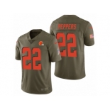 Men Nike Cleveland Browns #22 Jabrill Peppers Olive 2017 Salute to Service Limited Jerseys