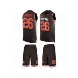 Men Nike Cleveland Browns #26 Derrick Kindred Limited Brown Tank Top Suit NFL Jersey