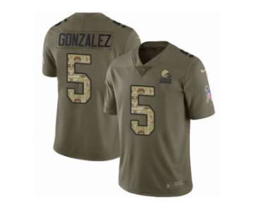 Men Nike Cleveland Browns #5 Zane Gonzalez Limited Olive Camo 2017 Salute to Service NFL Jersey