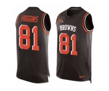 Men Nike Cleveland Browns #81 Rashard Higgins Limited Brown Player Name & Number Tank Top NFL Jersey