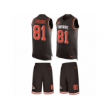 Men Nike Cleveland Browns #81 Rashard Higgins Limited Brown Tank Top Suit NFL Jersey