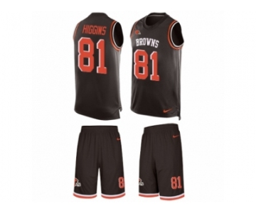 Men Nike Cleveland Browns #81 Rashard Higgins Limited Brown Tank Top Suit NFL Jersey