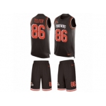 Men Nike Cleveland Browns #86 Randall Telfer Limited Brown Tank Top Suit NFL Jersey