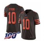 Men's Cleveland Browns #10 Jaelen Strong Limited Brown Rush Vapor Untouchable 100th Season Football Jersey