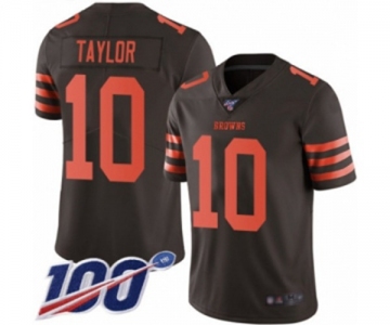 Men's Cleveland Browns #10 Taywan Taylor Limited Brown Rush Vapor Untouchable 100th Season Football Jersey