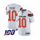 Men's Cleveland Browns #10 Taywan Taylor White Vapor Untouchable Limited Player 100th Season Football Jersey