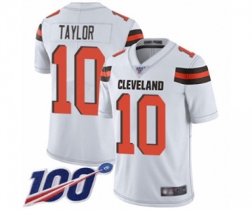 Men's Cleveland Browns #10 Taywan Taylor White Vapor Untouchable Limited Player 100th Season Football Jersey