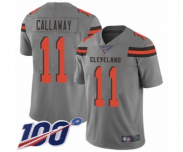 Men's Cleveland Browns #11 Antonio Callaway Limited Gray Inverted Legend 100th Season Football Jersey