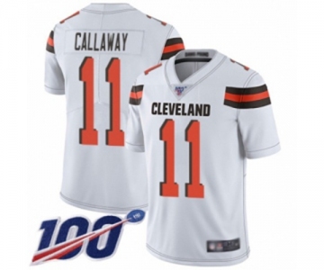 Men's Cleveland Browns #11 Antonio Callaway White Vapor Untouchable Limited Player 100th Season Football Jersey