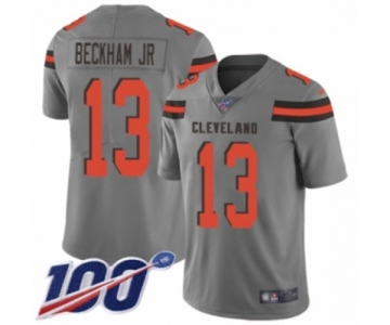 Men's Cleveland Browns #13 Odell Beckham Jr. 100th Season Limited Gray Inverted Legend Football Jersey