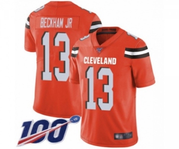 Men's Cleveland Browns #13 Odell Beckham Jr. 100th Season Orange Alternate Vapor Untouchable Limited Player Football Jersey