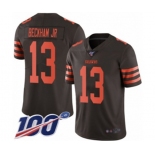 Men's Cleveland Browns #13 Odell Beckham Jr. Limited 100th Season Brown Rush Vapor Untouchable Football Jersey