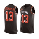 Men's Cleveland Browns #13 Odell Beckham Jr. Limited Brown Player Name & Number Tank Top Football Jersey