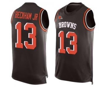 Men's Cleveland Browns #13 Odell Beckham Jr. Limited Brown Player Name & Number Tank Top Football Jersey