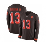 Men's Cleveland Browns #13 Odell Beckham Jr. Limited Brown Therma Long Sleeve Football Jersey