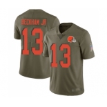 Men's Cleveland Browns #13 Odell Beckham Jr. Limited Olive 2017 Salute to Service Football Jersey