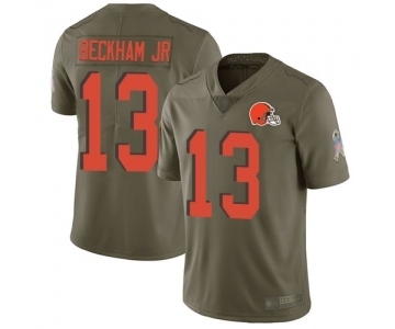 Men's Cleveland Browns #13 Odell Beckham Jr. Limited Olive 2017 Salute to Service Football Jersey