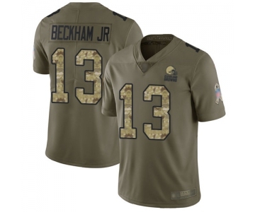 Men's Cleveland Browns #13 Odell Beckham Jr. Limited Olive Camo 2017 Salute to Service Football Jersey