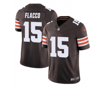 Men's Cleveland Browns #15 Joe Flacco Brown 2023 F.U.S.E. Vapor Limited Football Stitched Jersey