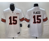 Men's Cleveland Browns #15 Joe Flacco White 1946 Collection Vapor Untouchable Limited Football Stitched Jersey