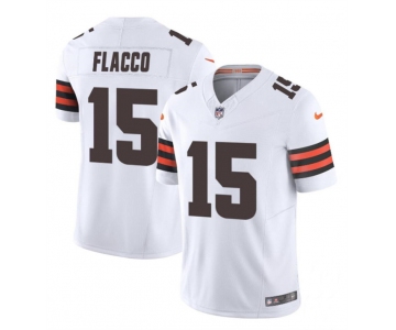 Men's Cleveland Browns #15 Joe Flacco White 2023 F.U.S.E. Vapor Limited Football Stitched Jersey